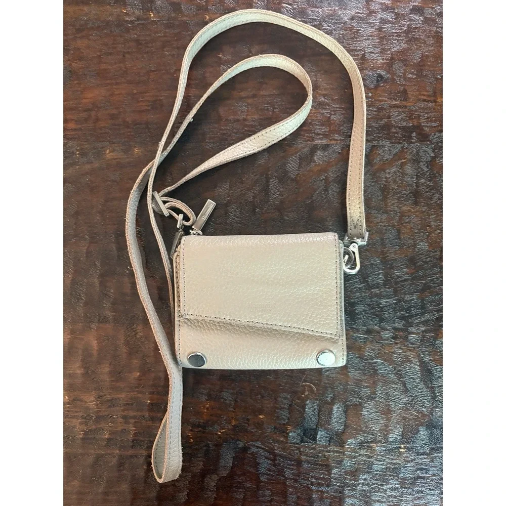 Hammitt Crossbody Wallet Mini Purse Pebbled Leather Red Lining Silver Hardware